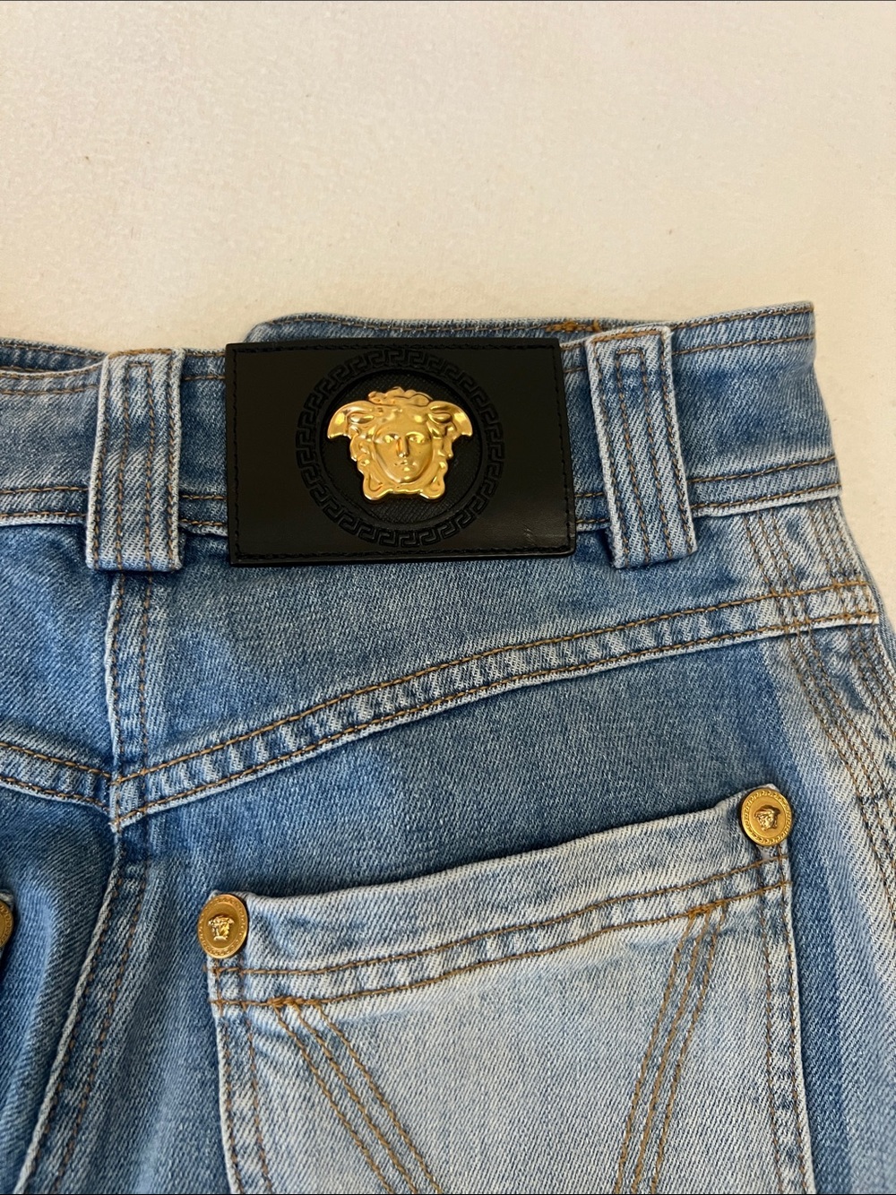 Versace Two-Tone Blue Straight-Leg Jeans